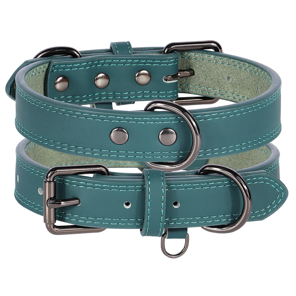 Green leather dog collar