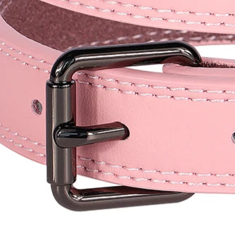 Large pink leather dog collar