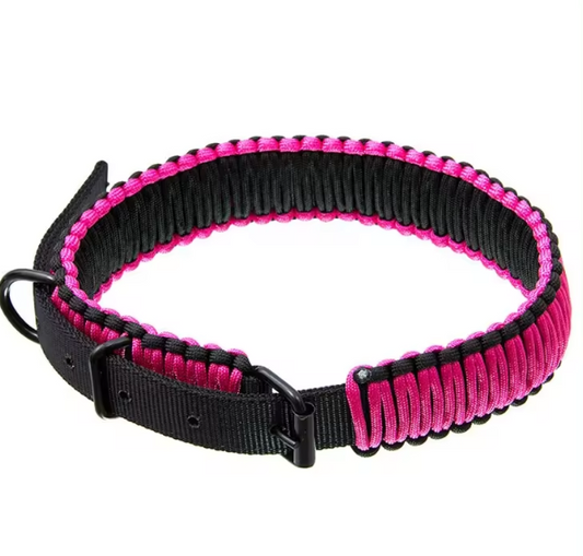 Pink paracord dog collar