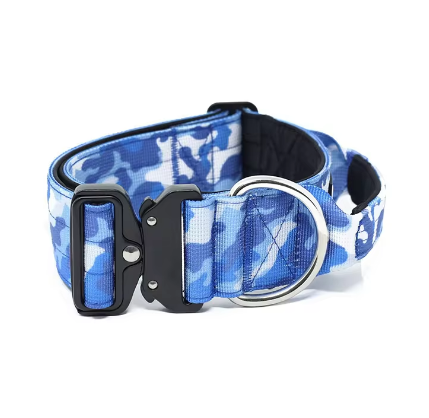 Blue camouflage dog collar