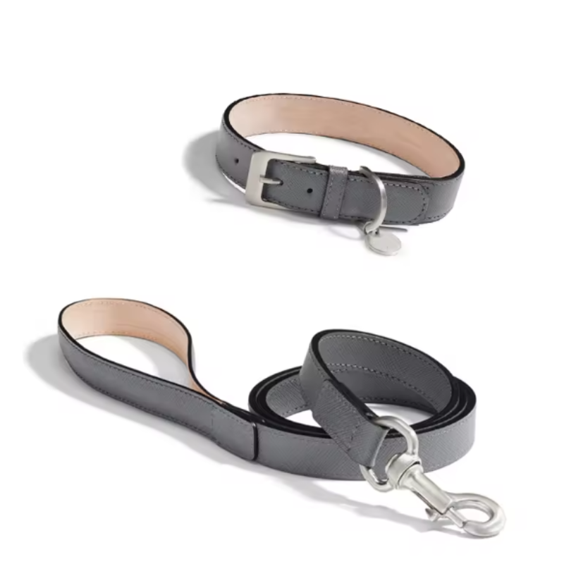 Leather dog collar and lead