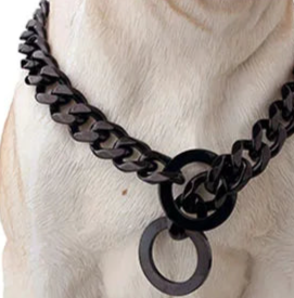 Black chain dog collar