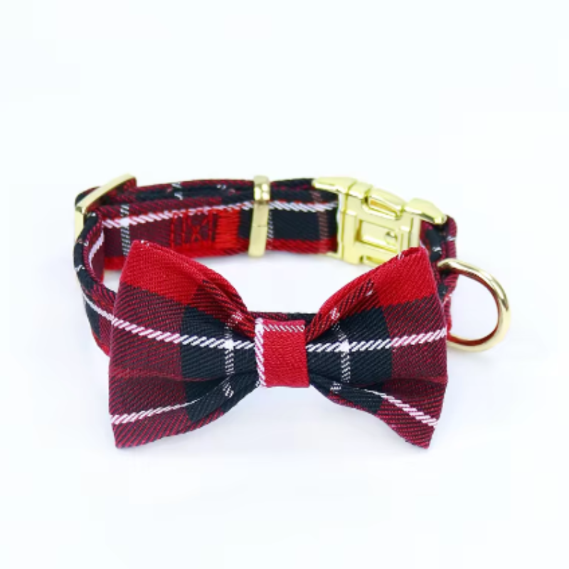 Red tartan dog collar