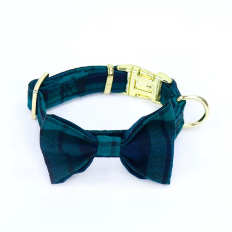 Tartan dog bow tie collar