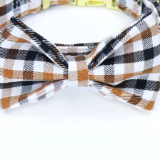 Tartan dog collar with bow