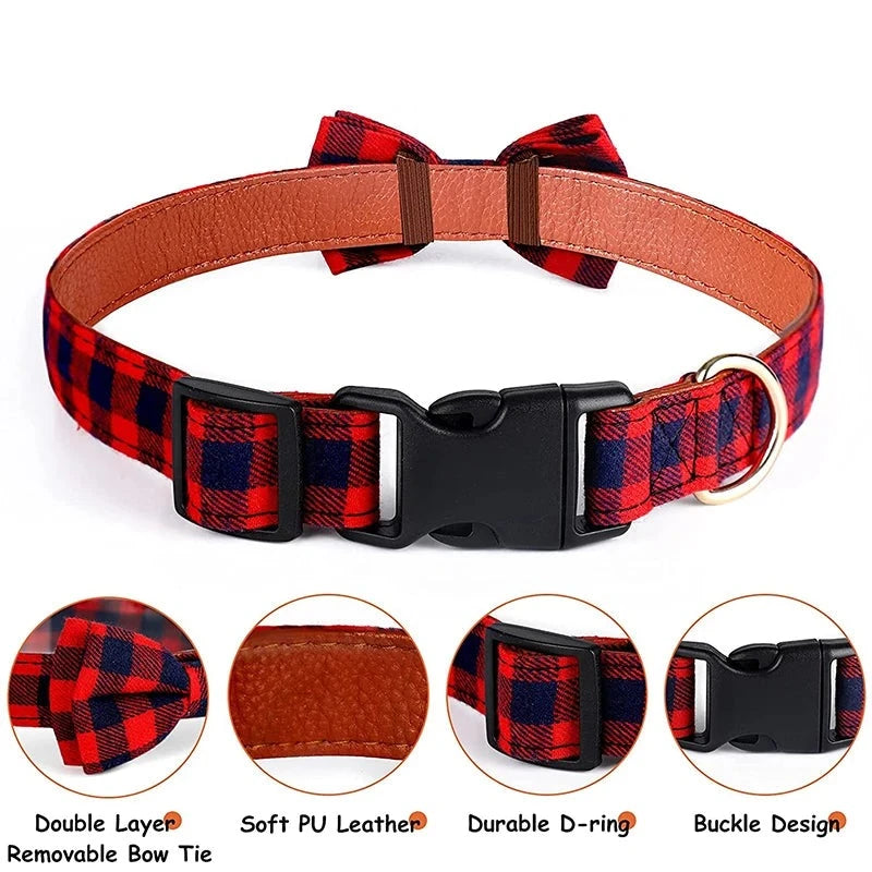 Tartan dog bow tie collar