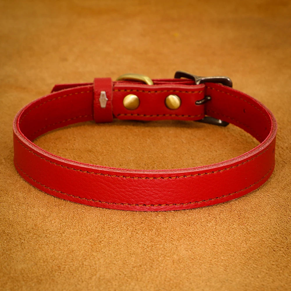 Round leather dog collar