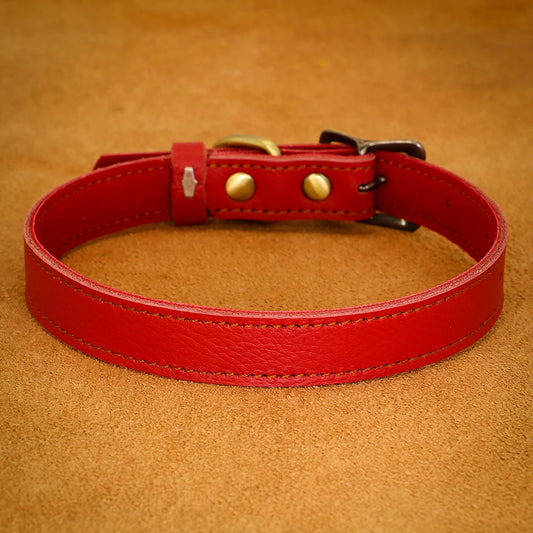 Round leather dog collar