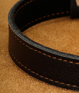 Flat leather dog collar