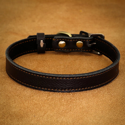 Flat leather dog collar