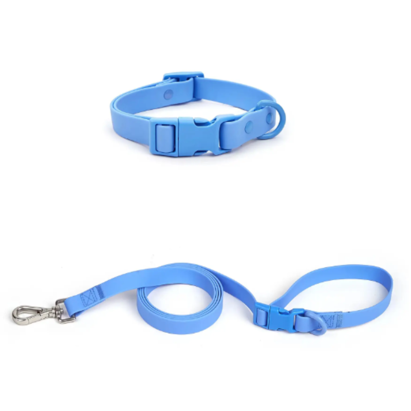 Navy blue dog collar and lead