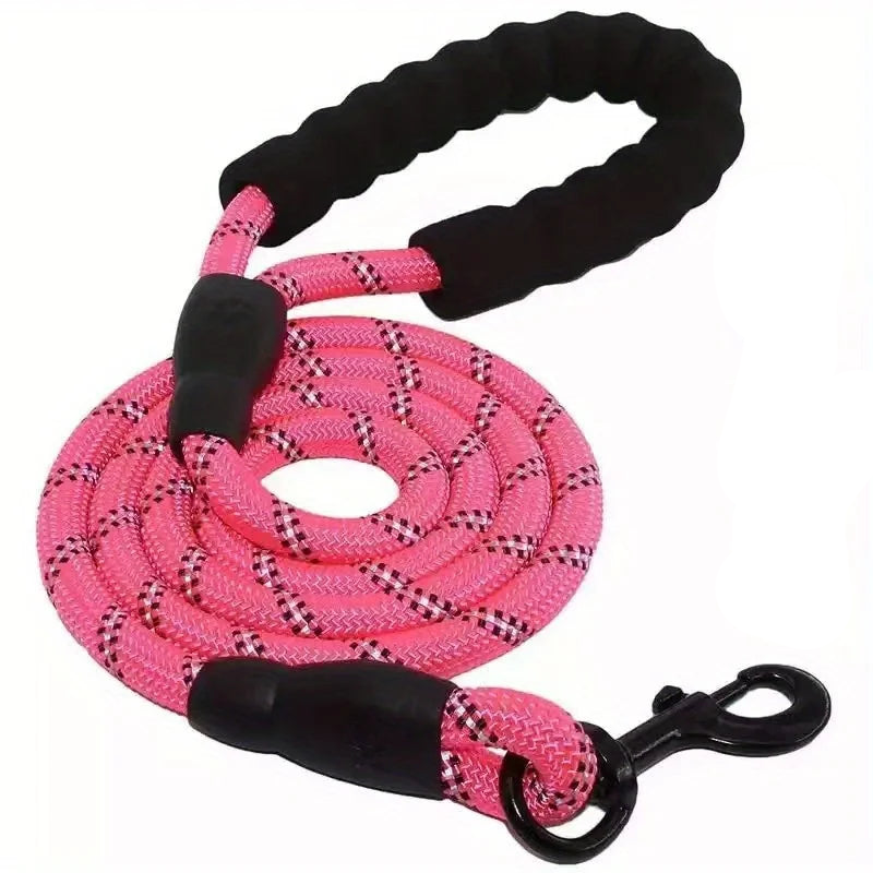 Pink rope dog lead