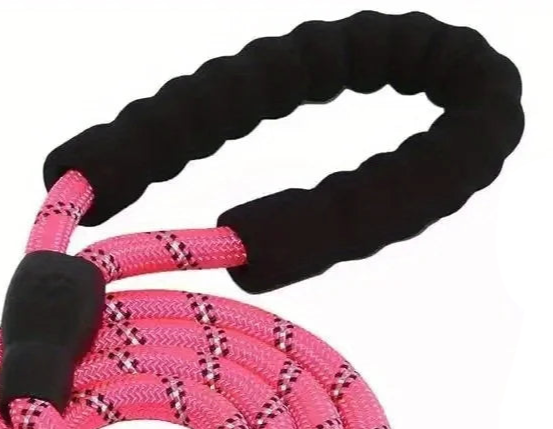 Pink rope dog lead