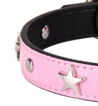 Pale pink leather dog collar