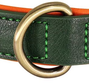 Dark green leather dog collar