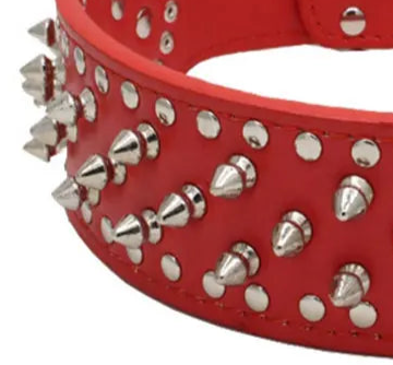 Red leather dog collar with studs