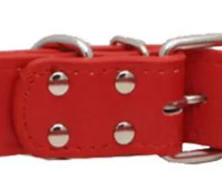 Red leather dog collar with studs