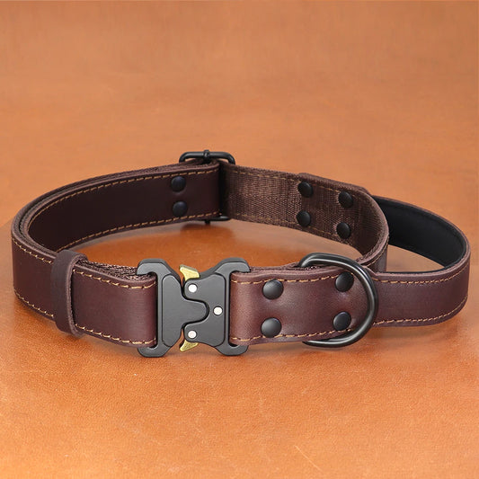 Leather dog collar quick release