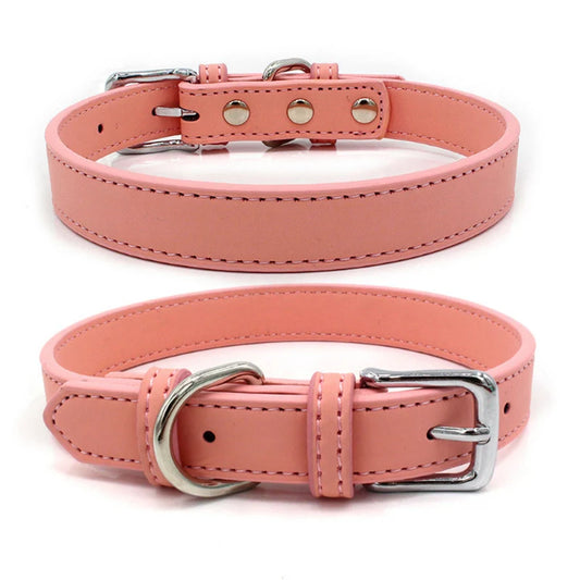 Adjustable leather dog collar