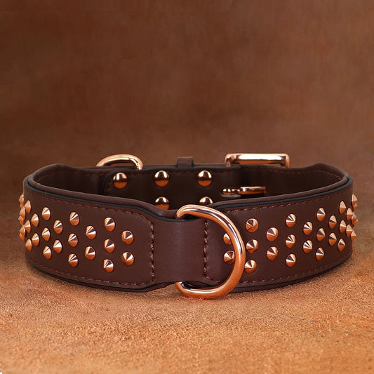 Wide leather dog collar